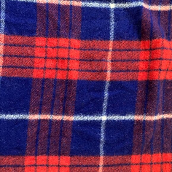 Red White And Blue Wool Plaid Blanket - Picture 3 of 4